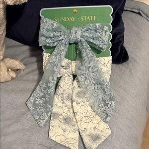 Sunday State Lace Hair Bow - Blue and Cream